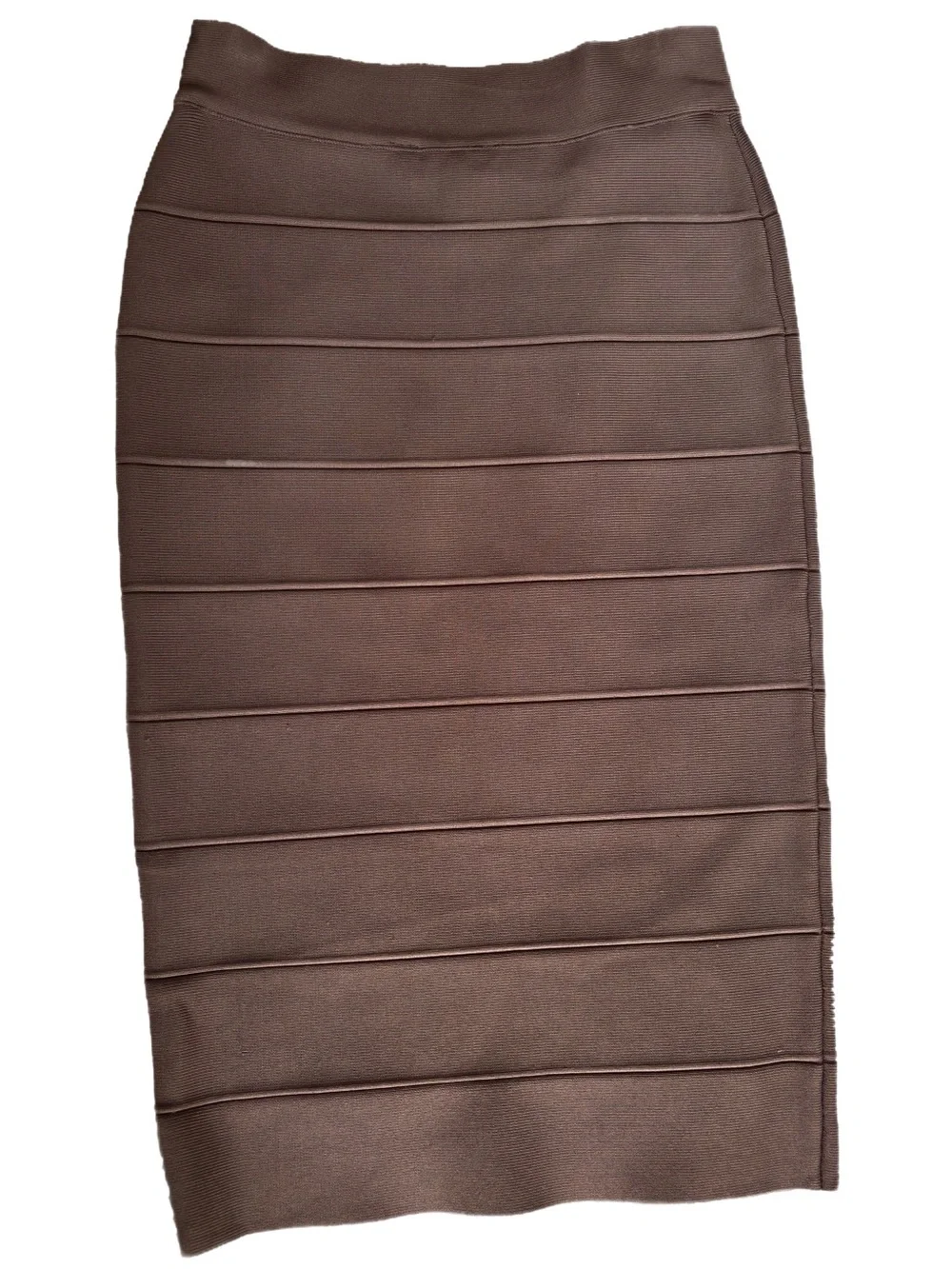 BCBGMaxAzria Bandage Pencil Skirt Grey Dusk Taupe Brown Bodycon Skirt Size Small - Picture 5 of 11